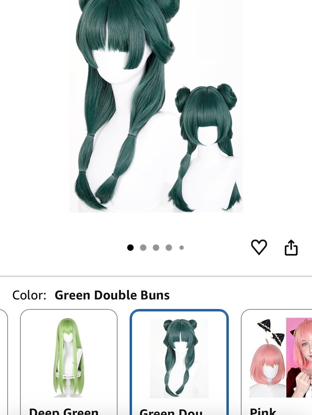 Green Double Buns Synthetic Wig for Women - Versatile Cosplay Style